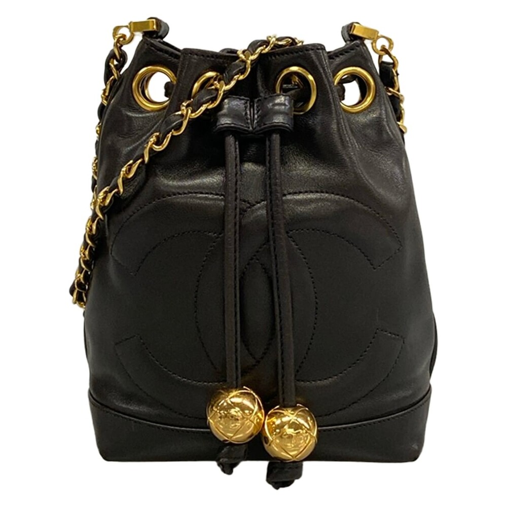 Chanel Black Lambskin Shoulder Bag Gold #358001C23B